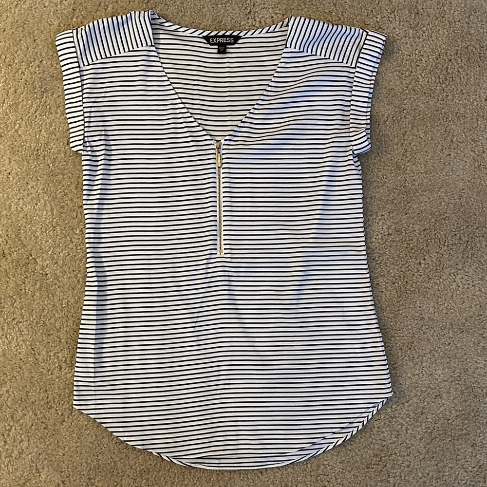 Express Women's Striped Zip-Front Blouse